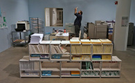 George Wietor checking the print quality on pages for his booklet "Past Lives"